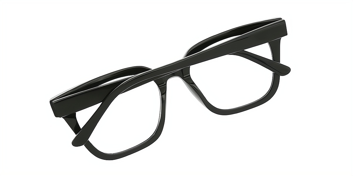 Black Square Classic Wide Acetate Eyeglasses