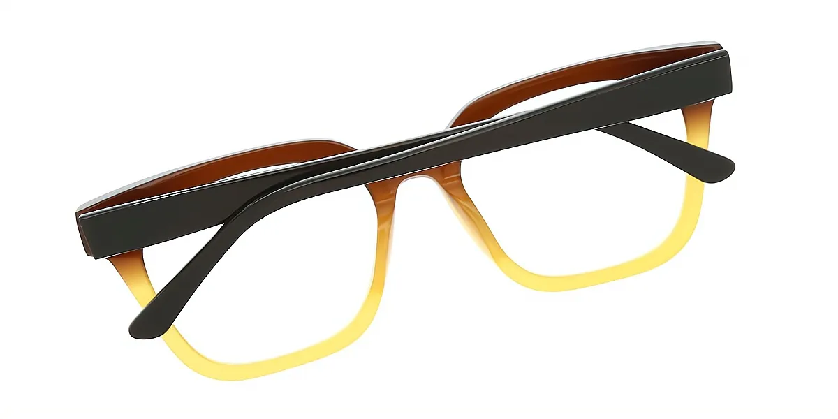 Brown Square Classic Wide Acetate Eyeglasses
