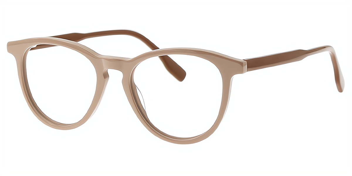 Brown Round Classic Keyhole Bridge Acetate Eyeglasses