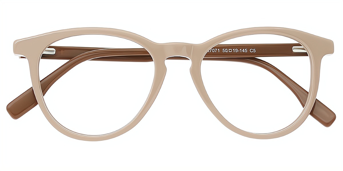 Brown Round Classic Keyhole Bridge Acetate Eyeglasses