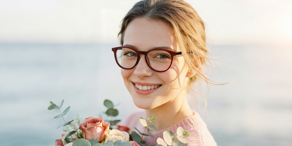 Red Round Classic Keyhole Bridge Acetate Eyeglasses
