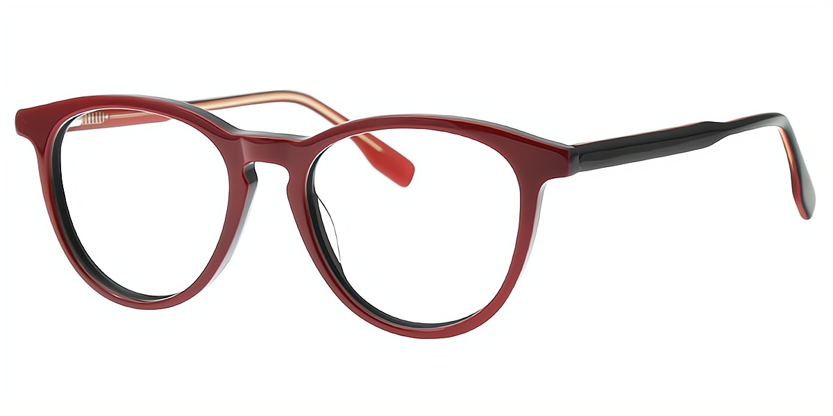 Red Oval Classic Keyhole Bridge Acetate Eyeglasses