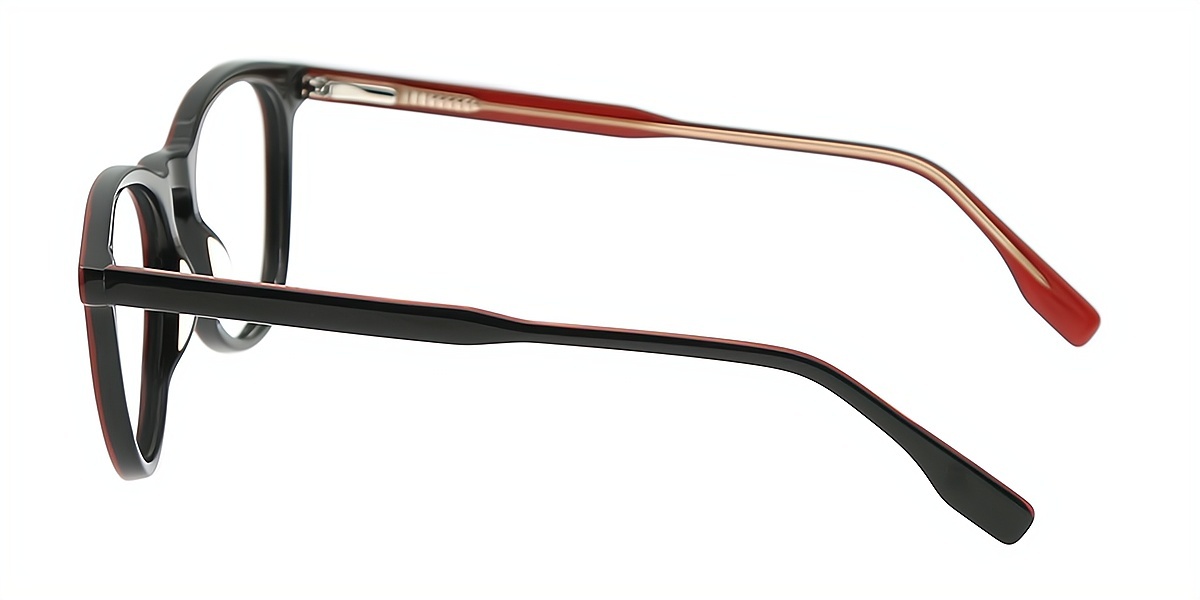 Red Oval Classic Keyhole Bridge Acetate Eyeglasses