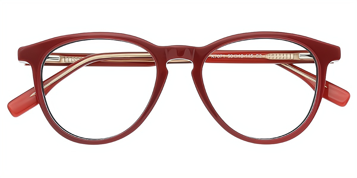 Red Oval Classic Keyhole Bridge Acetate Eyeglasses