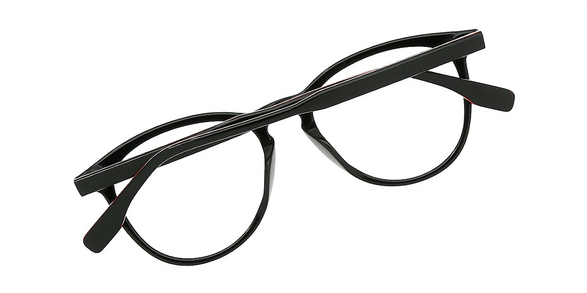 Red Oval Classic Keyhole Bridge Acetate Eyeglasses