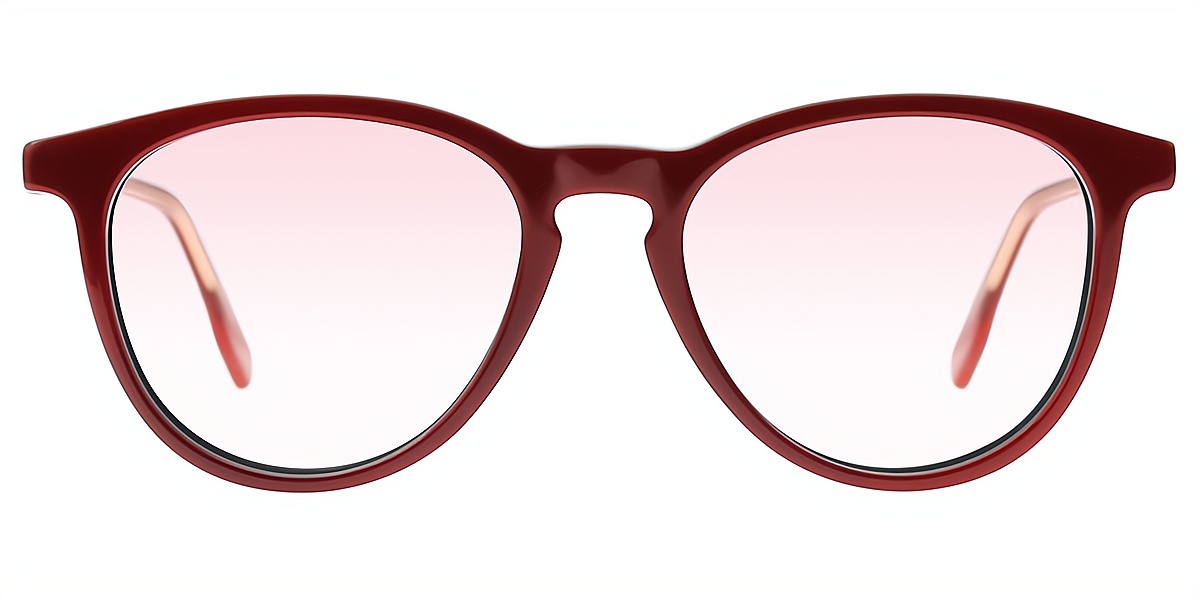 Red Oval Classic Keyhole Bridge Acetate Eyeglasses