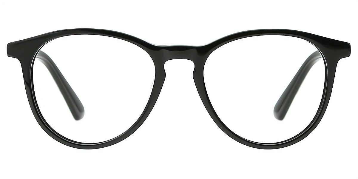 Black Oval Classic Horn Acetate Eyeglasses