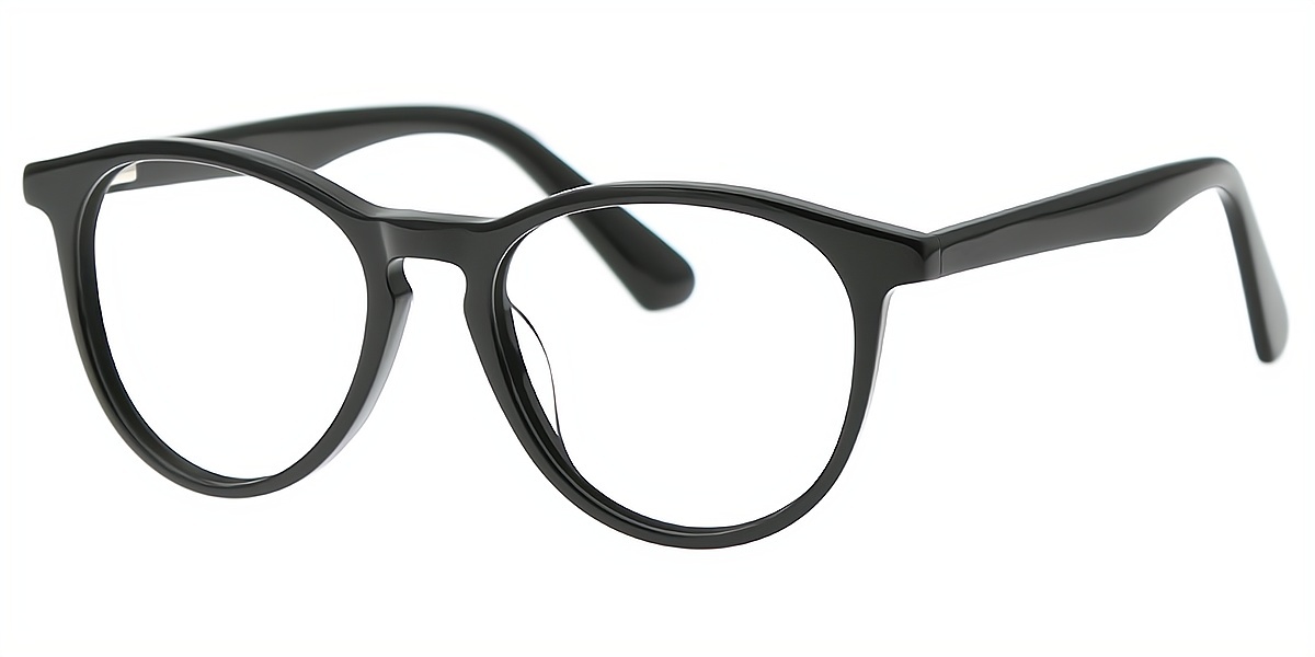 Black Oval Classic Horn Acetate Eyeglasses