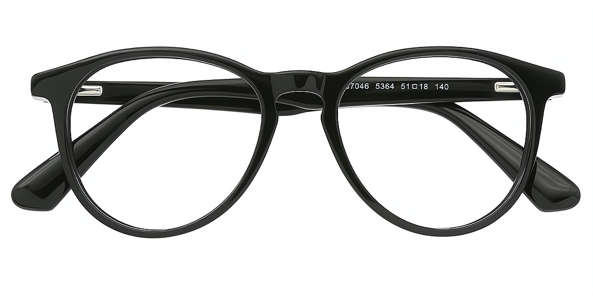 Black Oval Classic Horn Acetate Eyeglasses