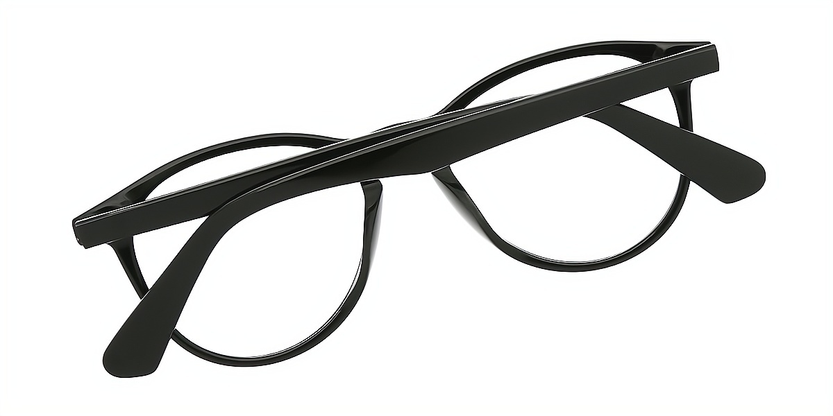 Black Oval Classic Horn Acetate Eyeglasses