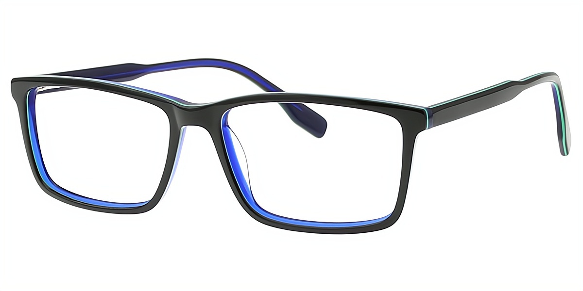 Blue Rectangle Classic Acetate Eyeglasses