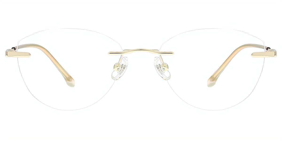 Golden Cat Eye Simple Metal Eyeglasses