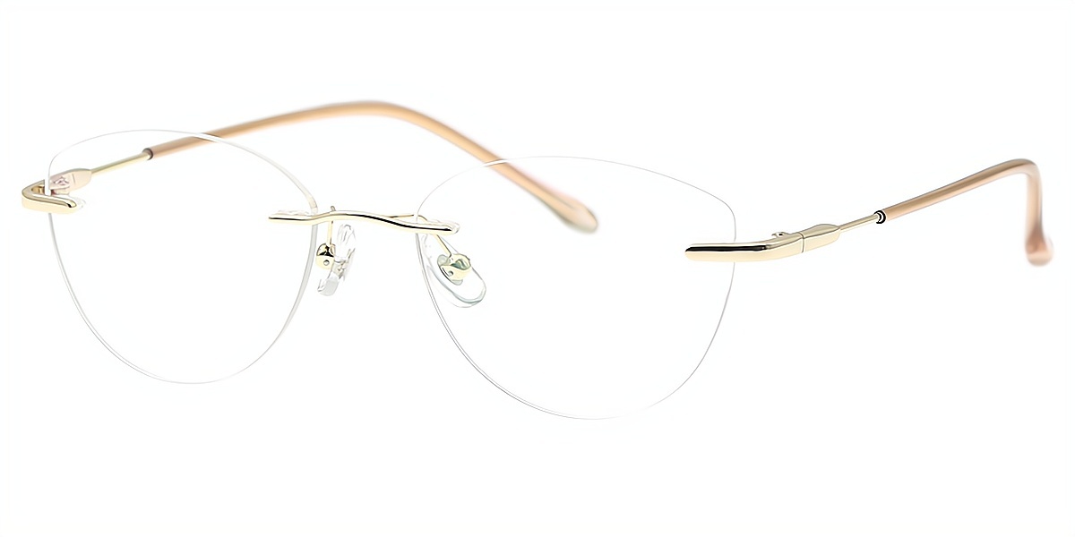 Golden Cat Eye Simple Metal Eyeglasses