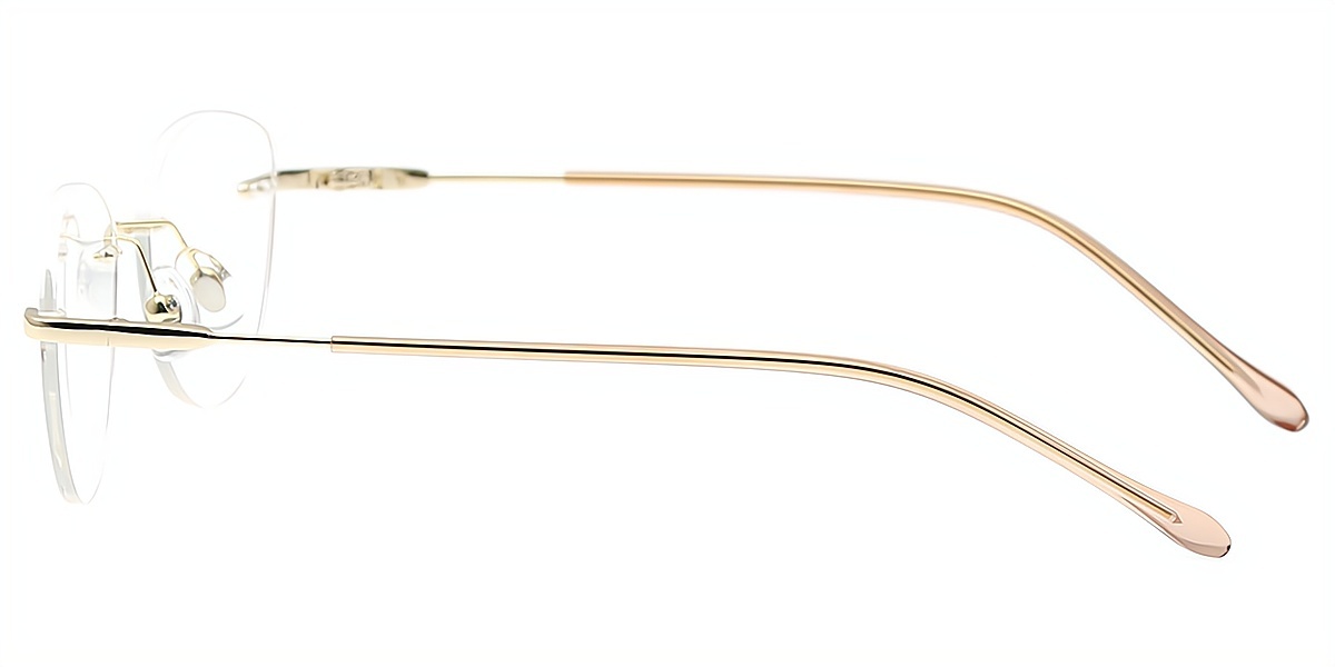 Golden Cat Eye Simple Metal Eyeglasses