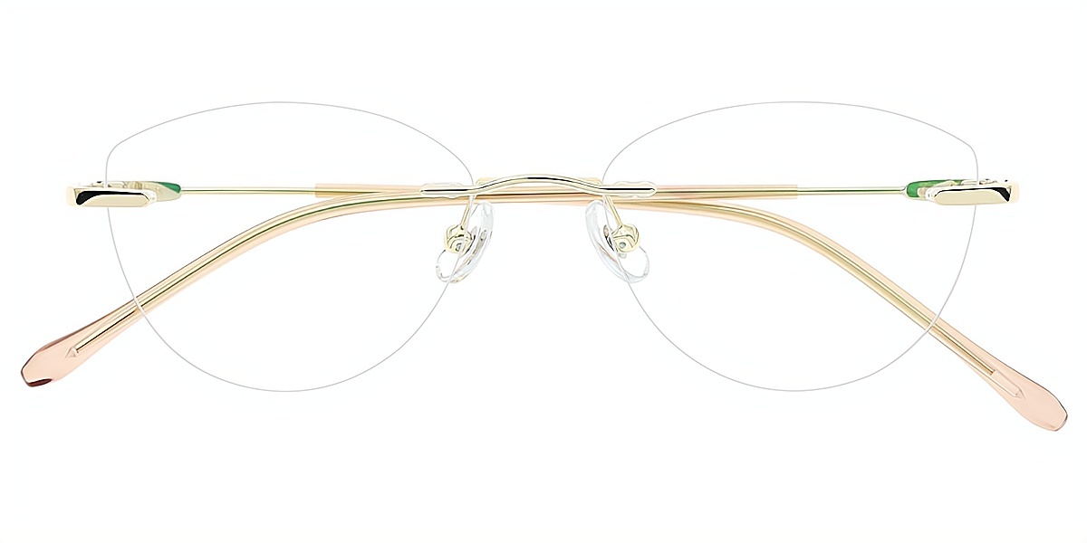 Golden Cat Eye Simple Metal Eyeglasses