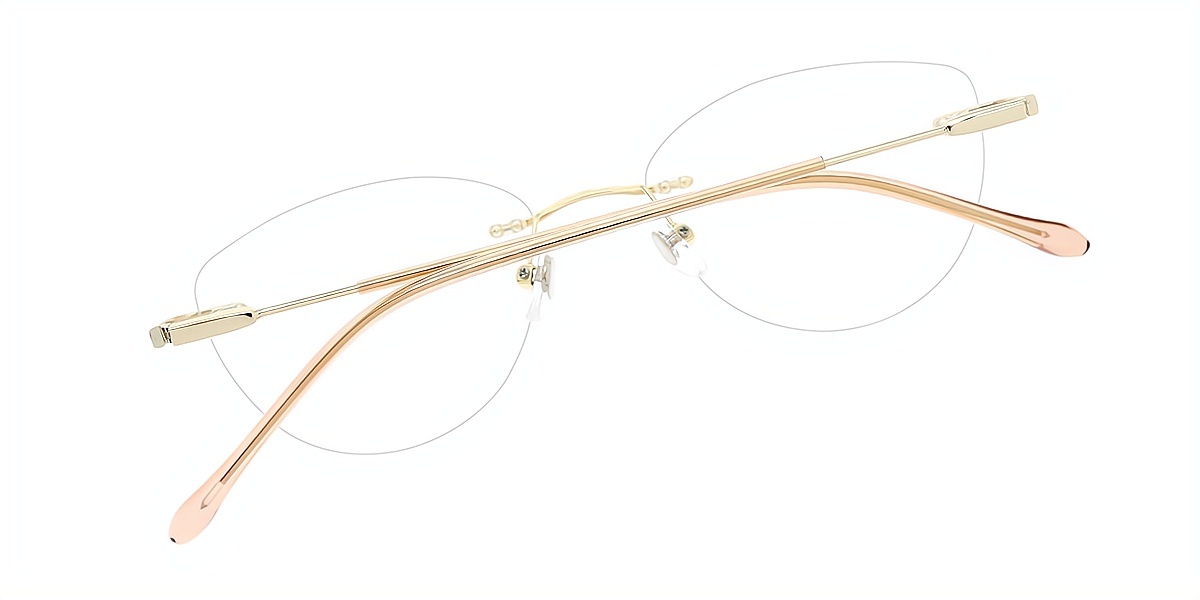 Golden Cat Eye Simple Metal Eyeglasses