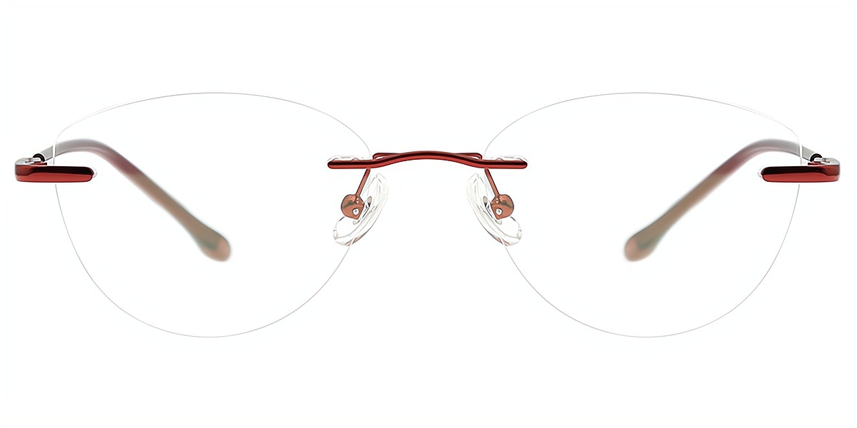 Red Cat Eye Simple Metal Eyeglasses