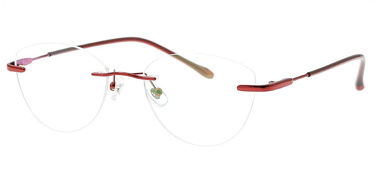 Red Cat Eye Simple Metal Eyeglasses