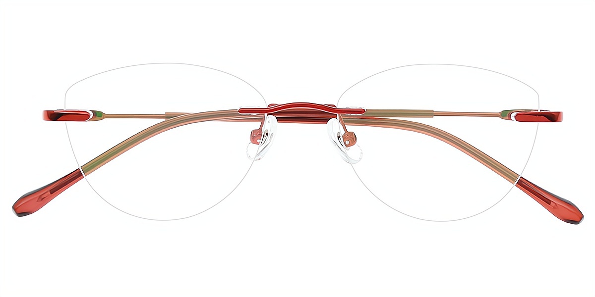 Red Cat Eye Simple Metal Eyeglasses