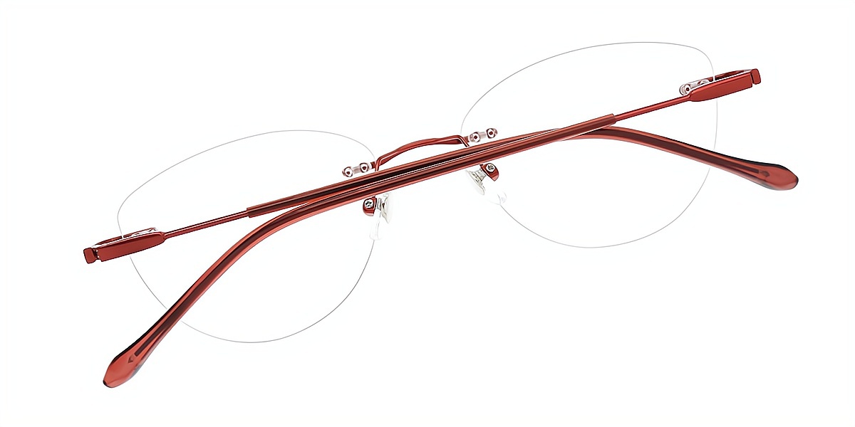 Red Cat Eye Simple Metal Eyeglasses