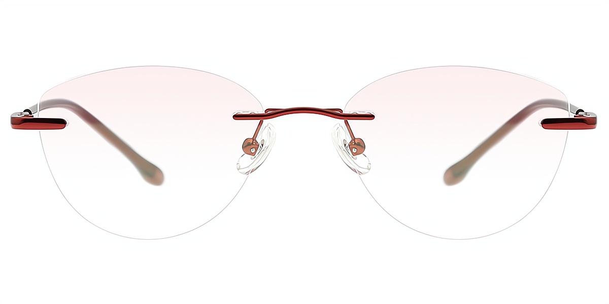 Red Cat Eye Simple Metal Eyeglasses