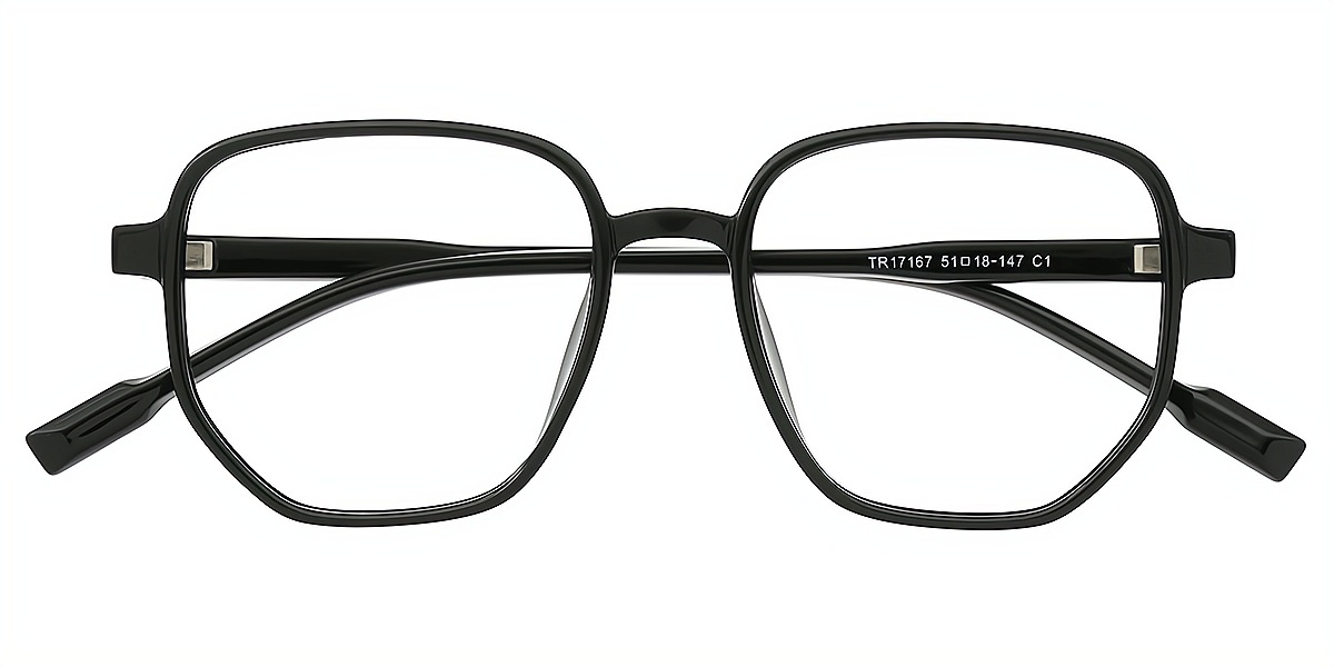 Black Geometric Simple TR90 Eyeglasses