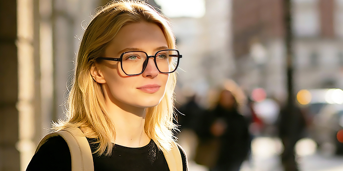 Black Geometric Simple TR90 Eyeglasses