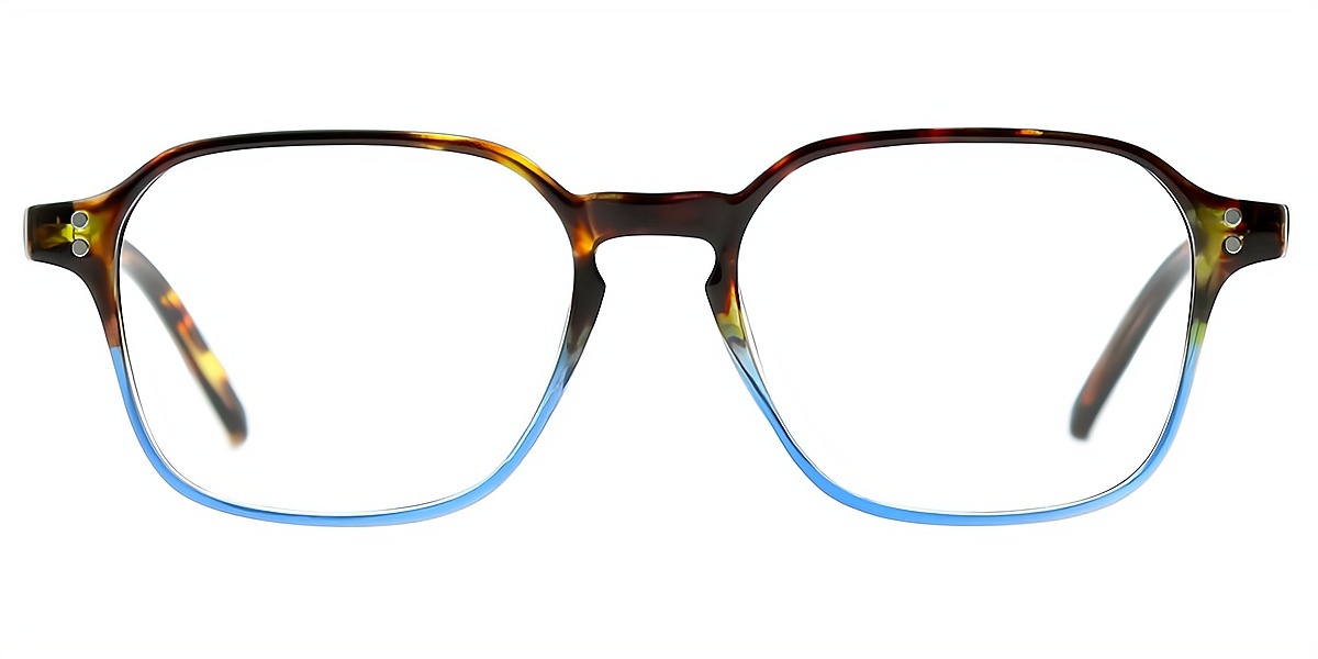 Tortoise Blue Geometric Chic Keyhole Bridge TR90 Eyeglasses