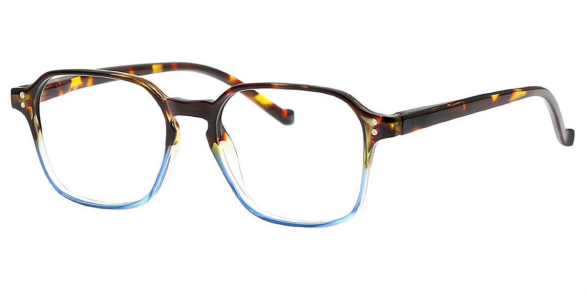 Tortoise Blue Geometric Chic Keyhole Bridge TR90 Eyeglasses