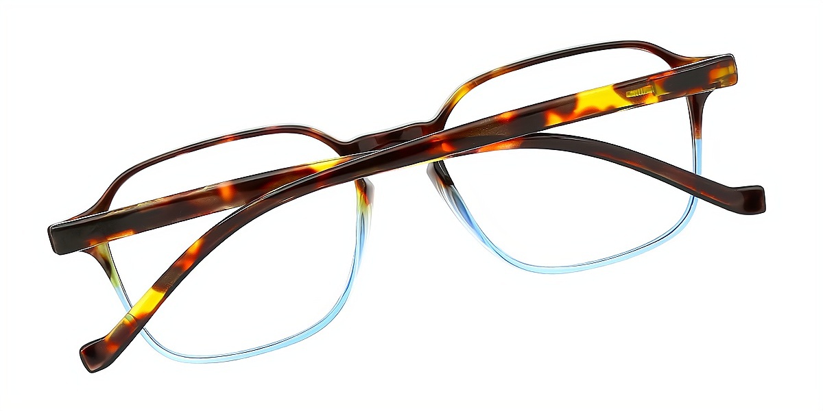 Tortoise Blue Geometric Chic Keyhole Bridge TR90 Eyeglasses