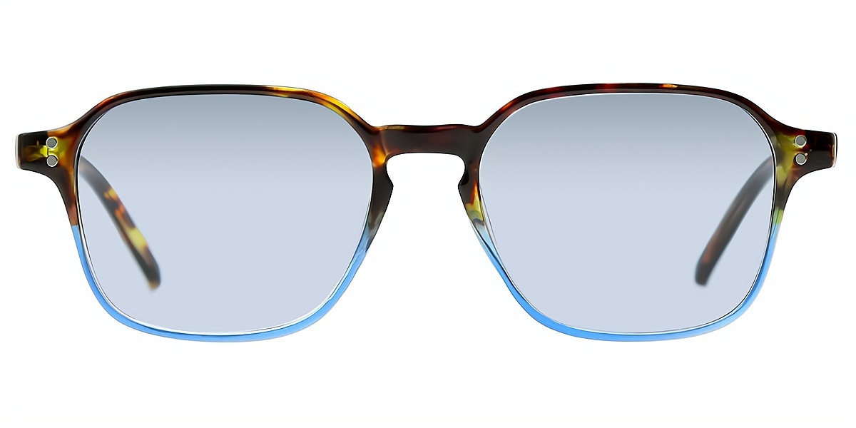 Tortoise Blue Geometric Chic Keyhole Bridge TR90 Eyeglasses