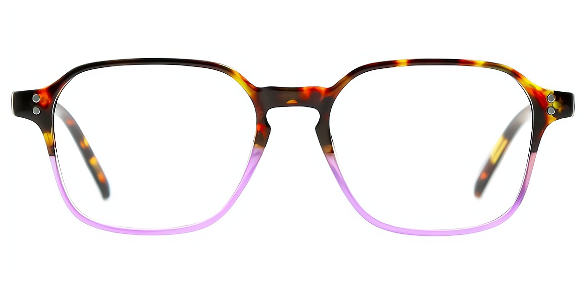 Tortoise Purple Geometric Chic Keyhole Bridge TR90 Eyeglasses