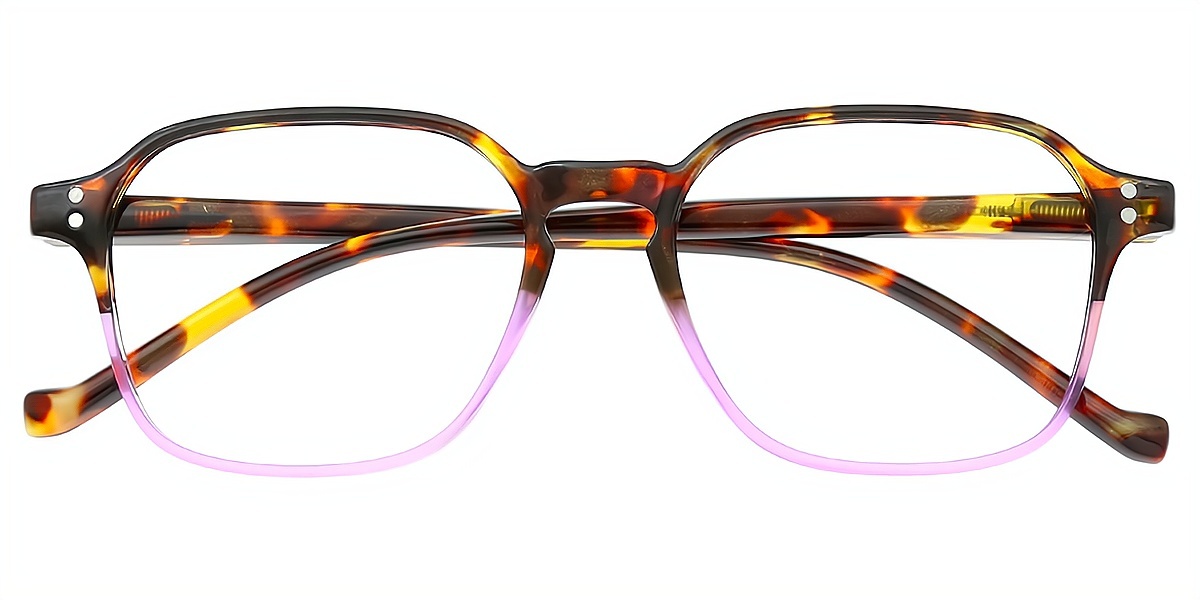 Tortoise Purple Geometric Chic Keyhole Bridge TR90 Eyeglasses
