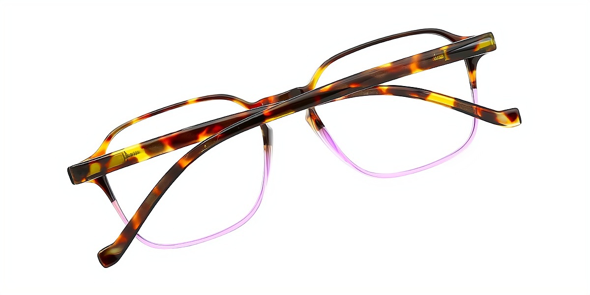 Tortoise Purple Geometric Chic Keyhole Bridge TR90 Eyeglasses