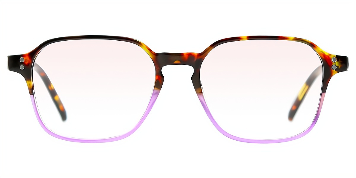 Tortoise Purple Geometric Chic Keyhole Bridge TR90 Eyeglasses