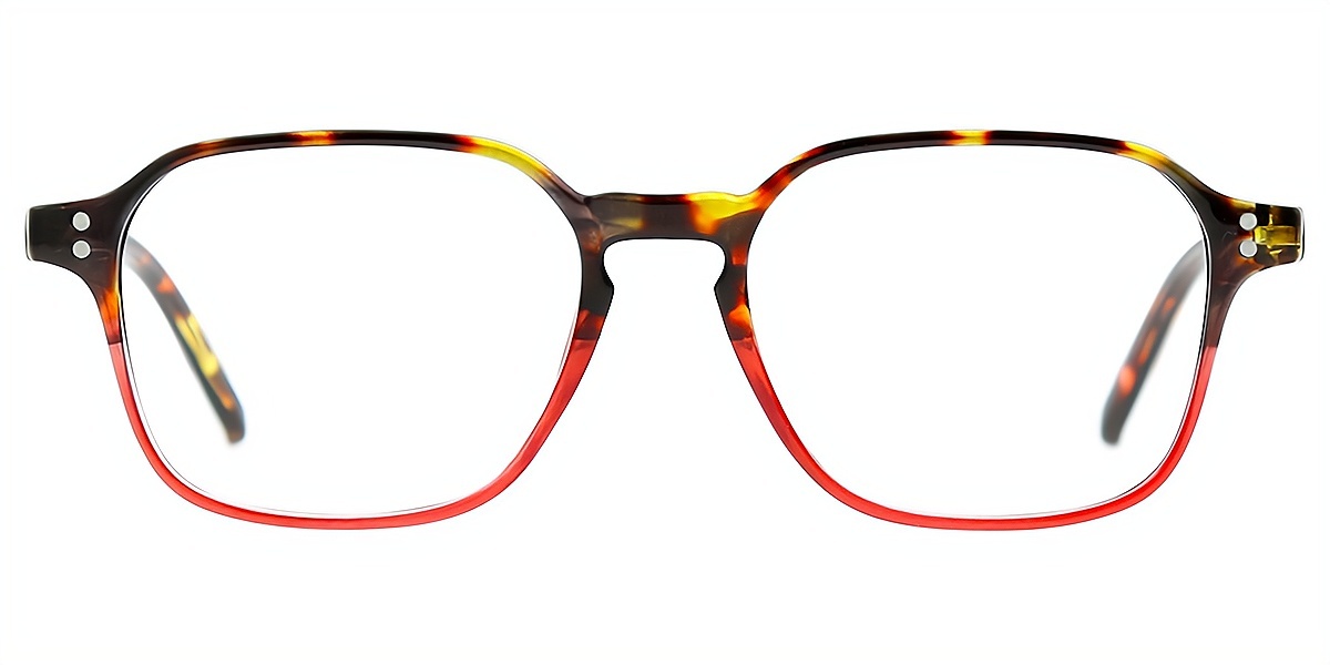 Tortoise Red Geometric Chic Keyhole Bridge TR90 Eyeglasses