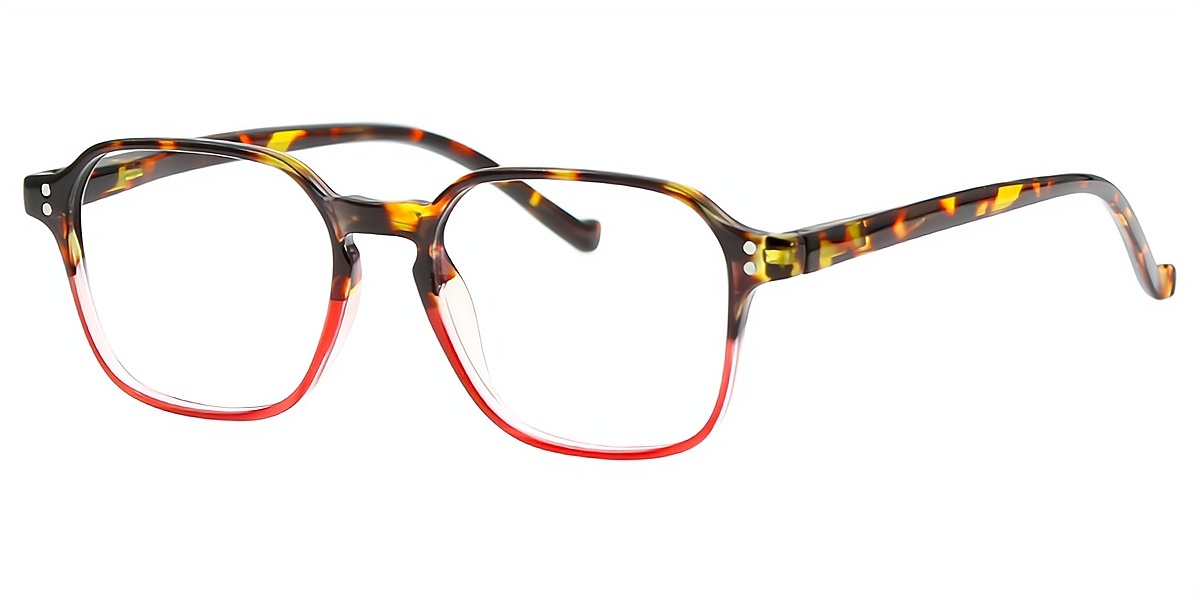 Tortoise Red Geometric Chic Keyhole Bridge TR90 Eyeglasses