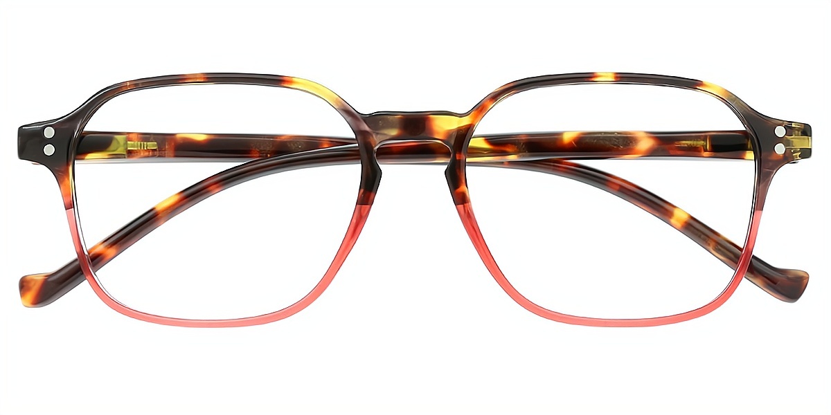 Tortoise Red Geometric Chic Keyhole Bridge TR90 Eyeglasses