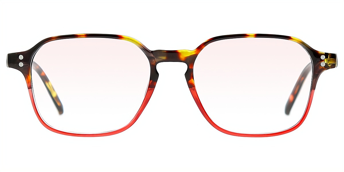 Tortoise Red Geometric Chic Keyhole Bridge TR90 Eyeglasses