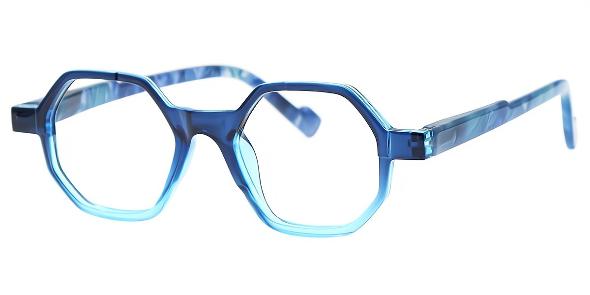 Blue Geometric Geek-Chic TR90 Eyeglasses