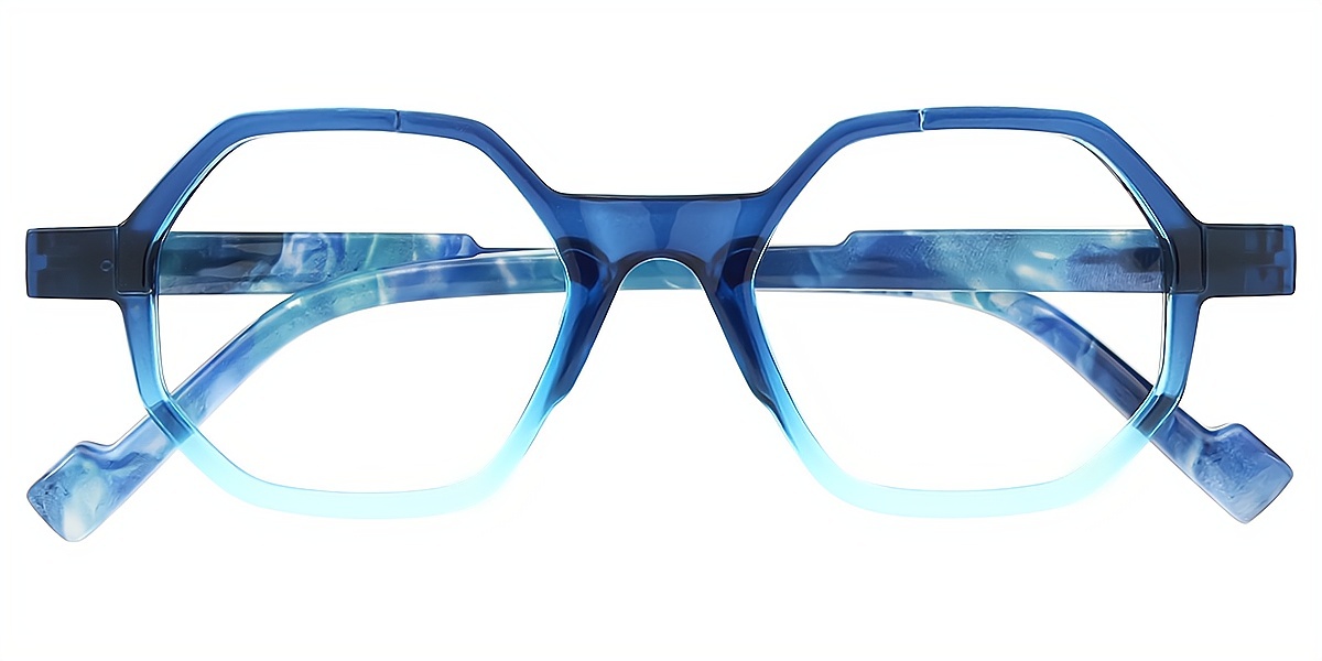 Blue Geometric Geek-Chic TR90 Eyeglasses