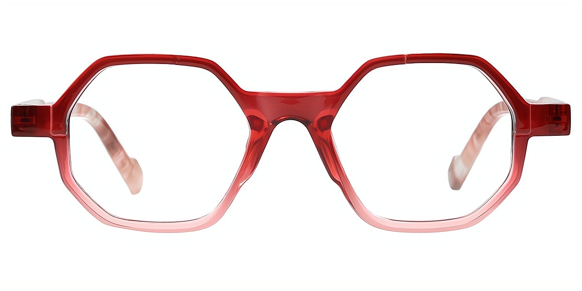 Red Geometric Geek-Chic TR90 Eyeglasses