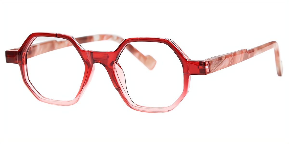 Red Geometric Geek-Chic TR90 Eyeglasses