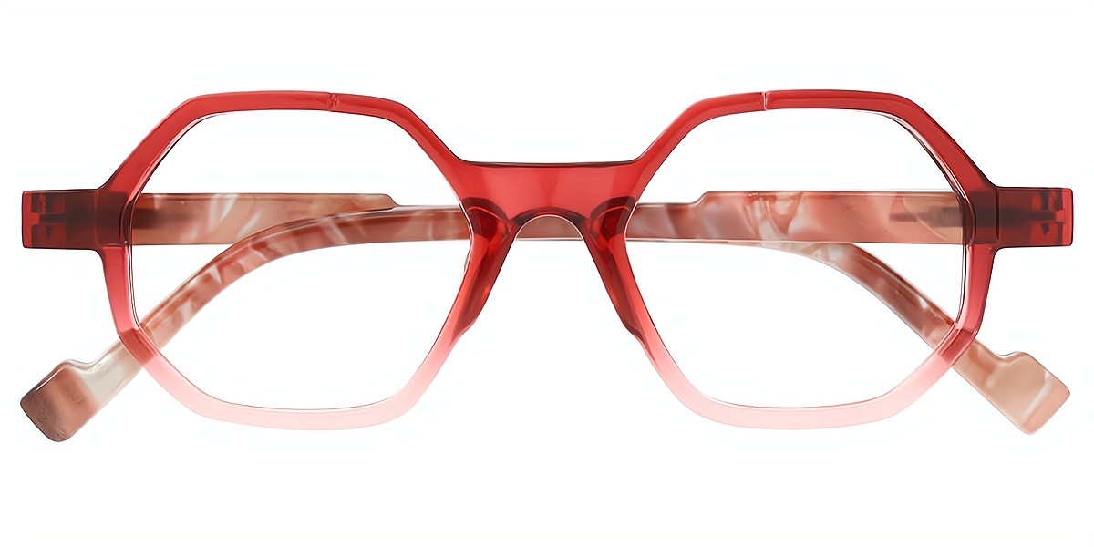 Red Geometric Geek-Chic TR90 Eyeglasses