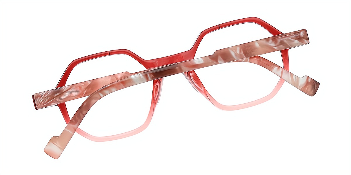 Red Geometric Geek-Chic TR90 Eyeglasses