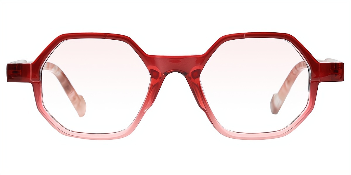 Red Geometric Geek-Chic TR90 Eyeglasses