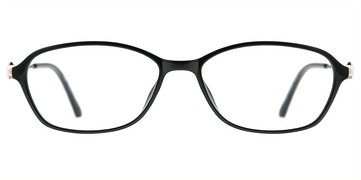 Black Oval Retro Lightweight Mixed Materials Eyeglasses