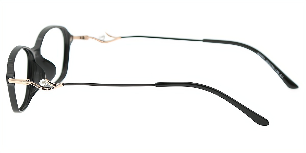 Black Oval Retro Lightweight Mixed Materials Eyeglasses