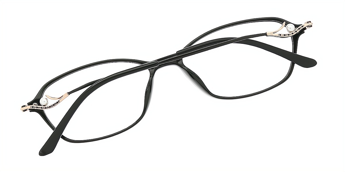 Black Oval Retro Lightweight Mixed Materials Eyeglasses