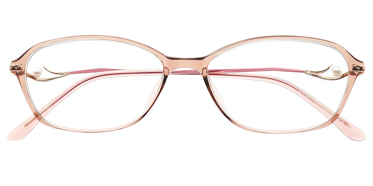 Light Brown Oval Retro Lightweight Mixed Materials Eyeglasses